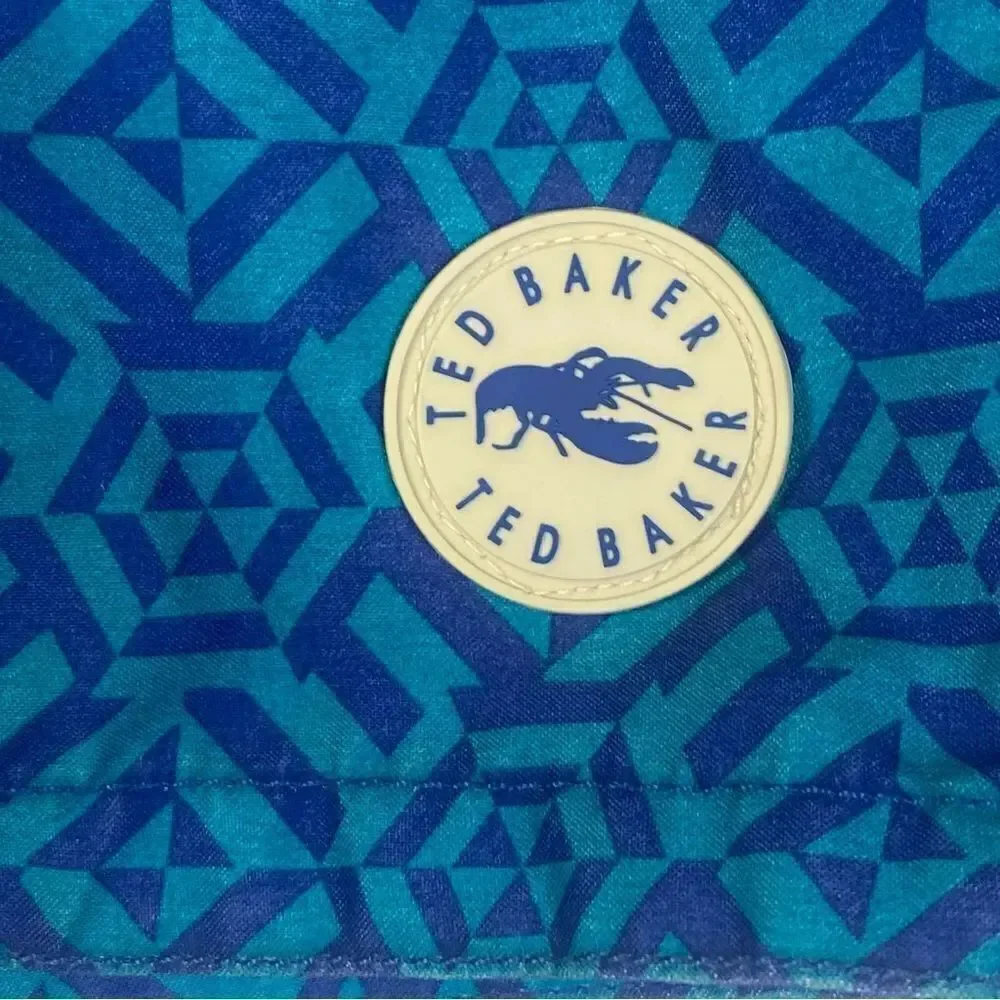Ted Baker London Blue Geo Design Swim Trunks Size 7